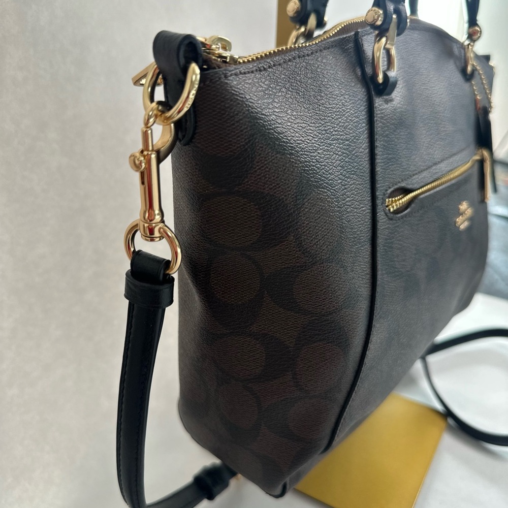 Coach Signature Prairie Satchel in Brown and Black with Crossbody Strap - Picture 5 of 11
